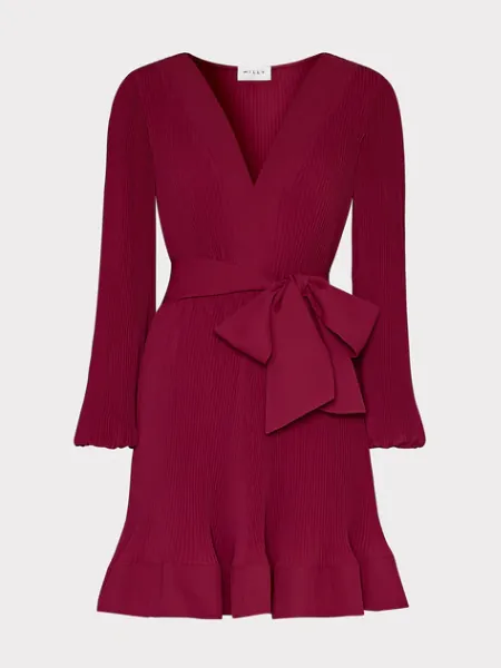Liv Pleated Dress in Wine